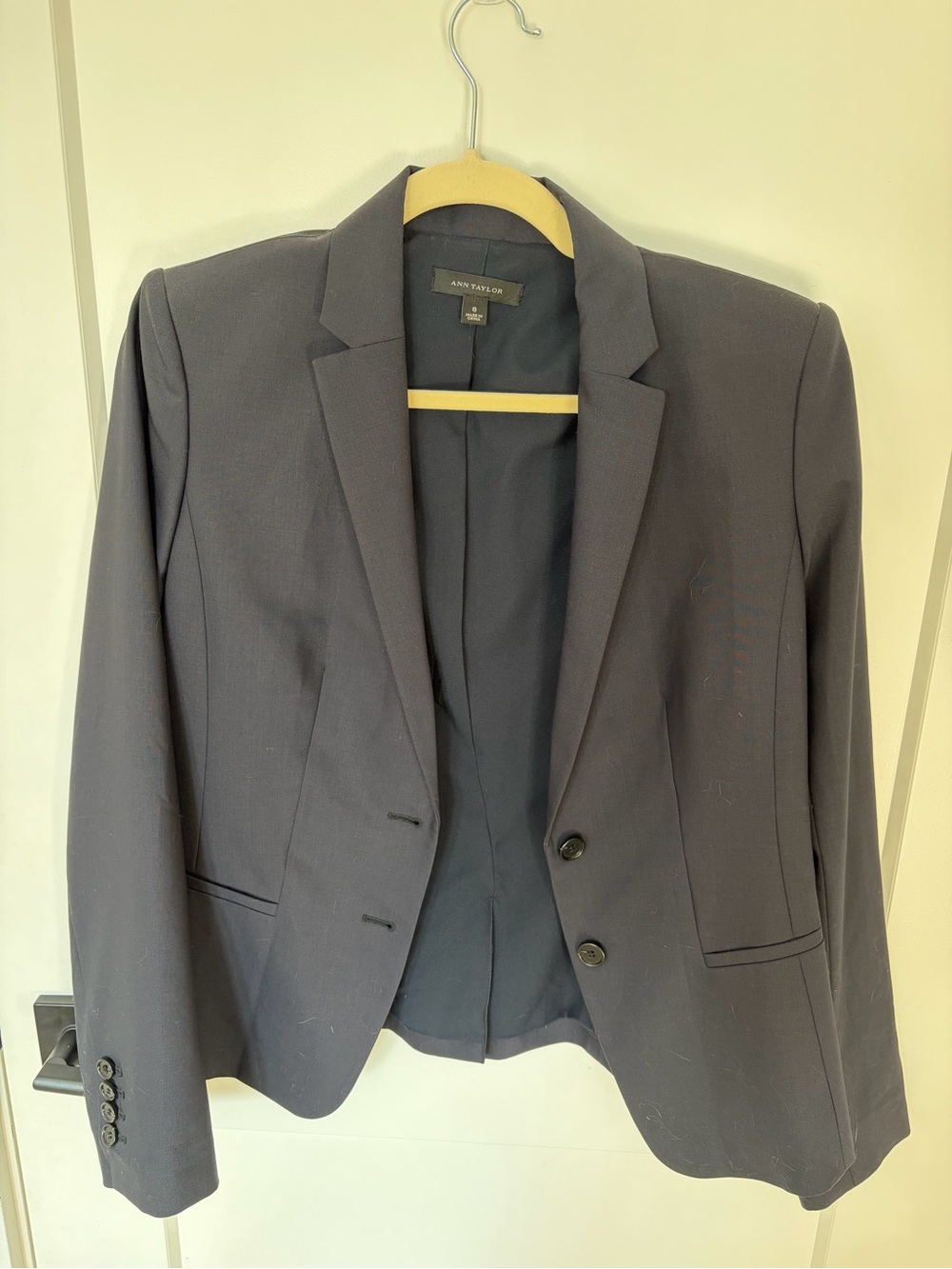Ann Taylor Navy Blazer - Tailored Two-Button Sport Coat
